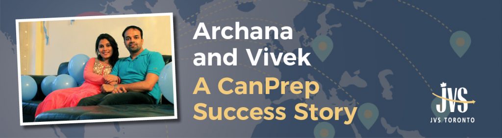 Photo of Archana and Vivek with text "A CanPrep Success Story"