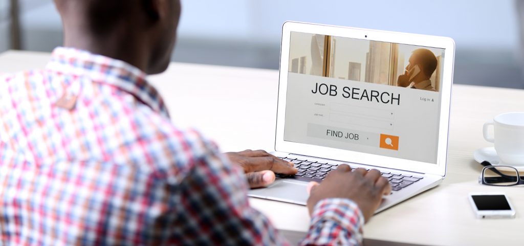 man conducting a job search online