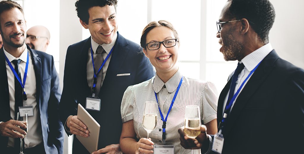 Business people chatting during a networking event